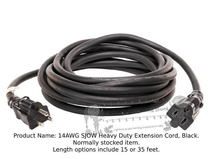 14AWG SJOW Heavy Duty Extension Cord, Black