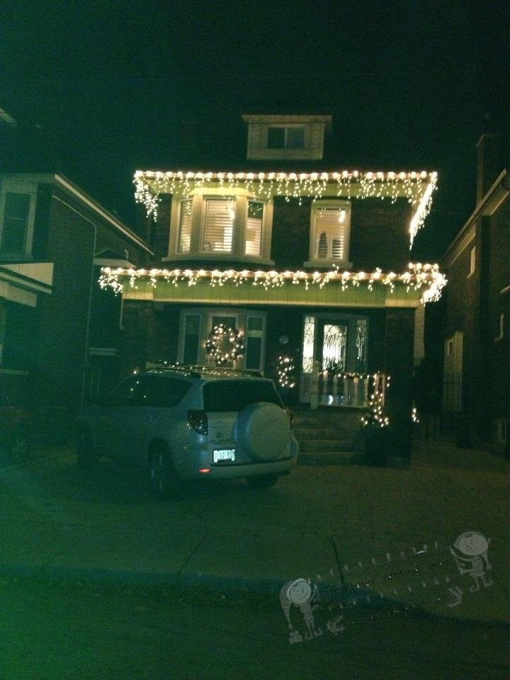 House decorated with LED Christmas lights