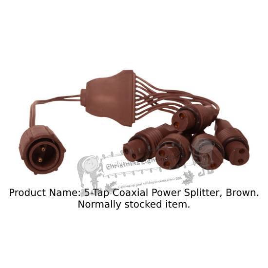 5 Tap Coaxial Power Splitter, Brown