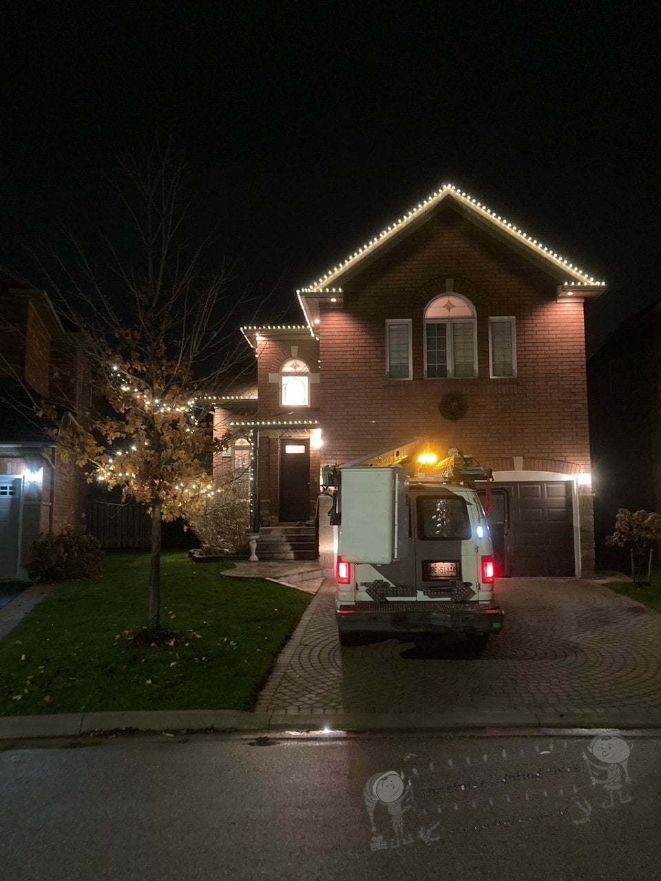 House decorated with LED Christmas Lights