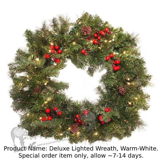 Deluxe Lighted Wreath Warm White