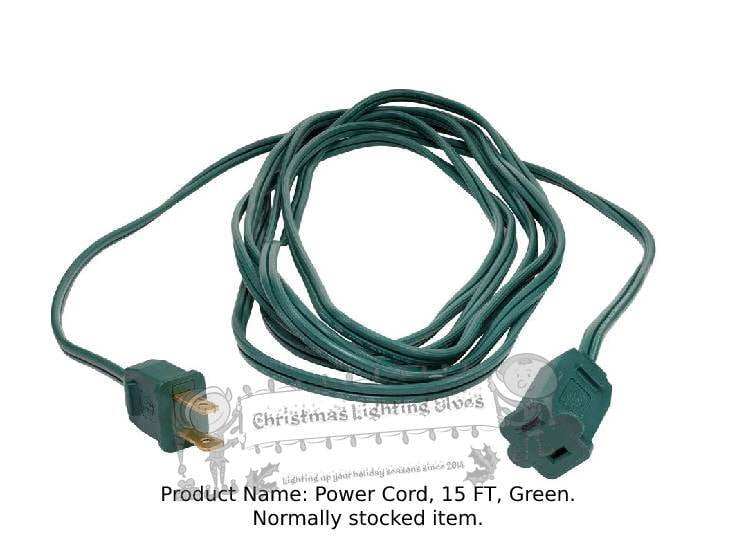 Power Cord, 15FT, Green